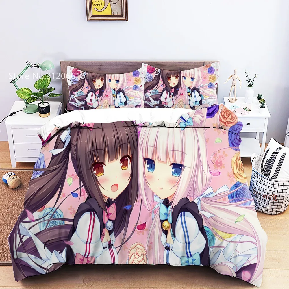 

Комплект постельного белья Nekopara с 3D принтом, пододеяльник для привлекательной девушки, мультяшная кровать в стиле аниме, Комплект постельн...
