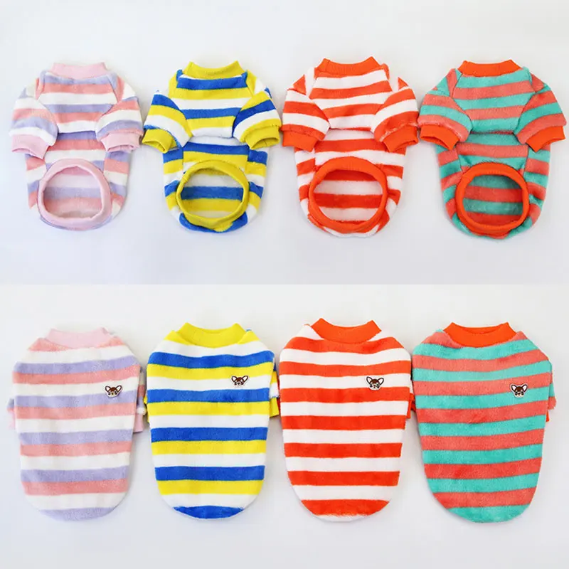 

Fashion Pet Clothes Durable Clothing Dog Clothes Puppy Vest Striped Soft Warm Cute Small Dog Cat Short Sleeve Shirt S-2XL