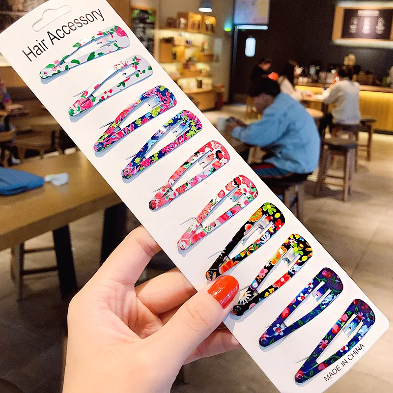 Заколки для волос женские из сплава с геометрическим принтом 10/12 шт./компл.| |