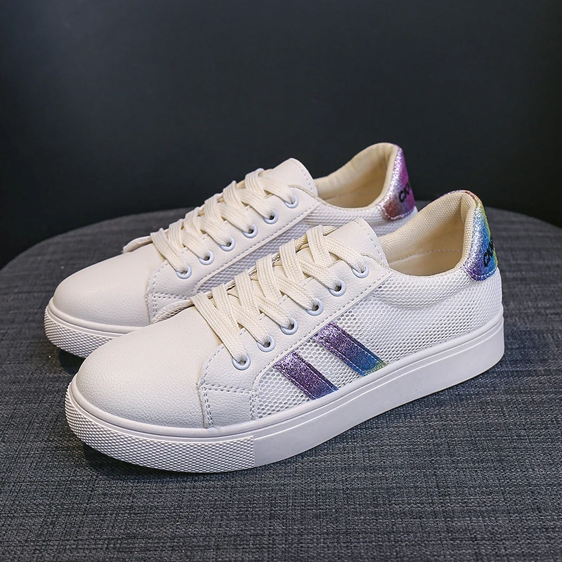 

2021 Summer Sneakers Women's Low top breathable mesh skateboard shoes for women shoes zapatillas mujer All white Skate Shoes