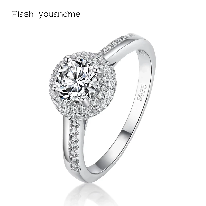 

NEW 100% s925 Sterling Silver Classic Wedding Ring Clear Cubic Zirconia Rings For Women Engagement Statement Fine Jewelry
