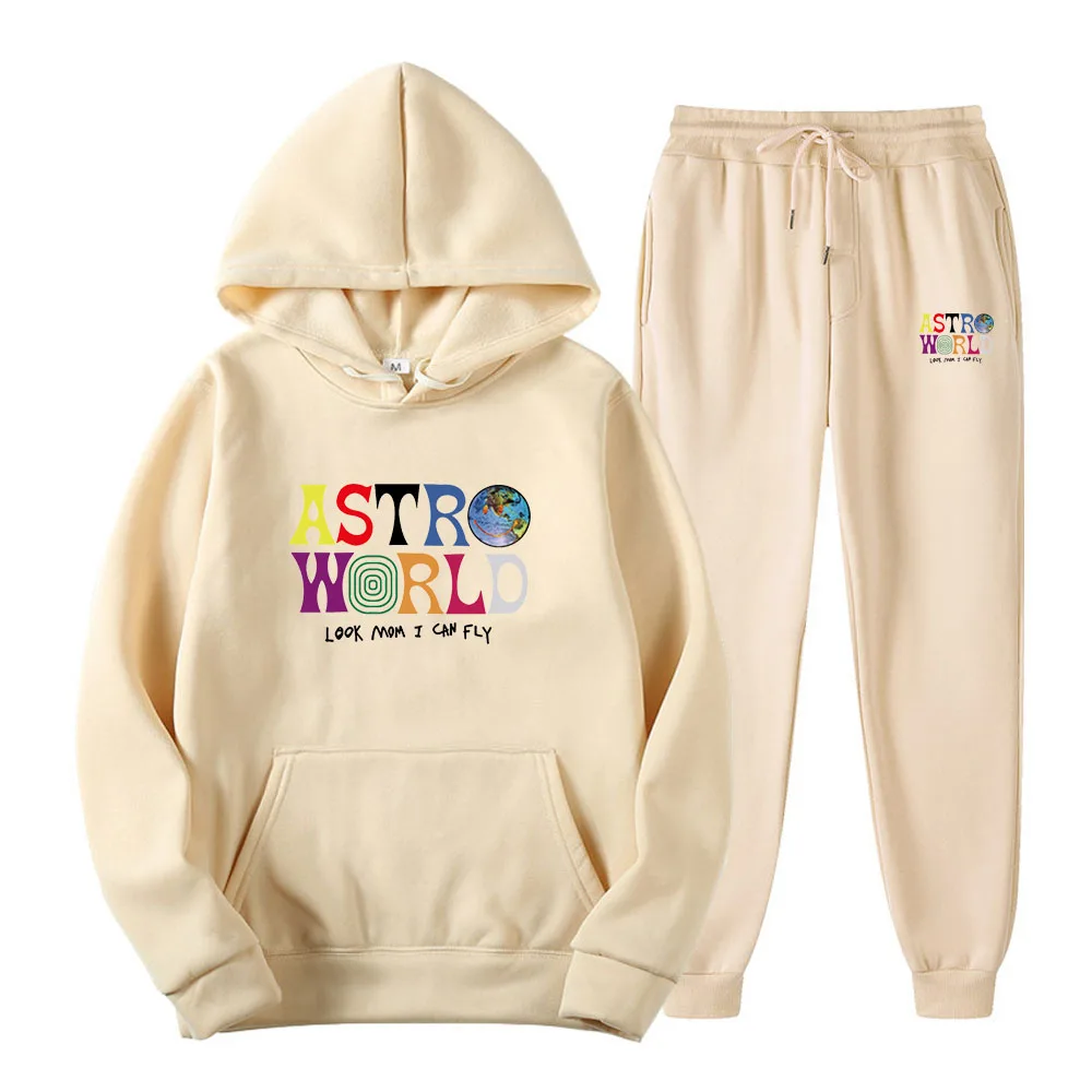 

Men's Clothing Astroworld Printing Oversized Gothic Harajuku Hoodies Plus Pants Autumn Streetwear Men Fashion Hip Hop Sets