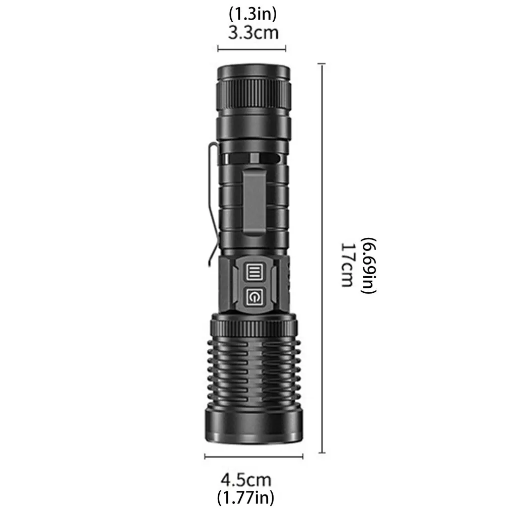

909A LED Flashlight Telescopic Zoom High Lumen Zoomable Waterproof Most Powerful HP99 USB Rechargeable Flashlight Torch