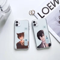 bungo stray dogs phone case wrist strap for iphone 7 8 11 12 x xs xr mini pro max plus hand band transparent clear
