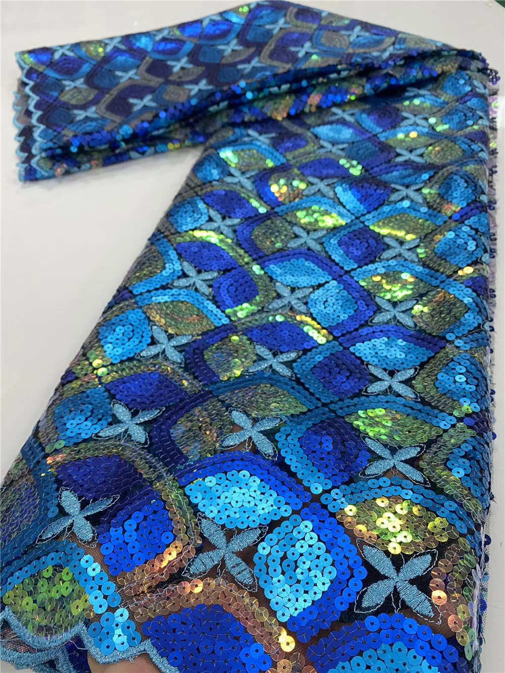 

Latest Nigerian Sequins Laces Fabrics 2020 High Quality Lace Material French African Lace Fabric For Wedding Dress YA3537B-3