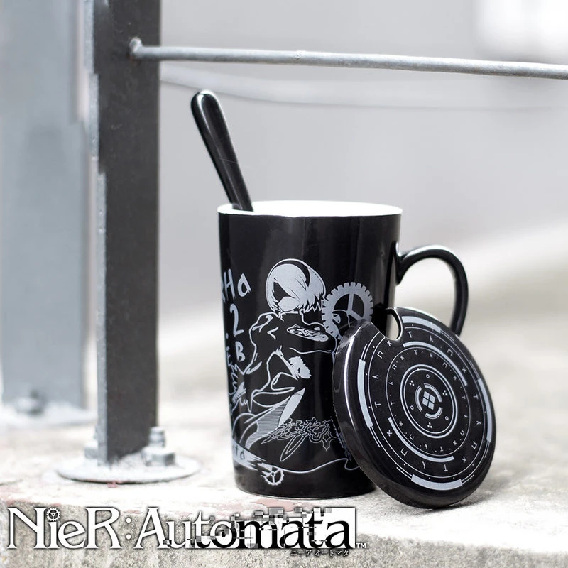 Аниме NieR: Automata 2 Тип B Косплей чашка для воды Повседневная керамическая кофейная кружка чашка+ ложка+ крышка чашки Мужская и женская коллекция Рождественский подарок