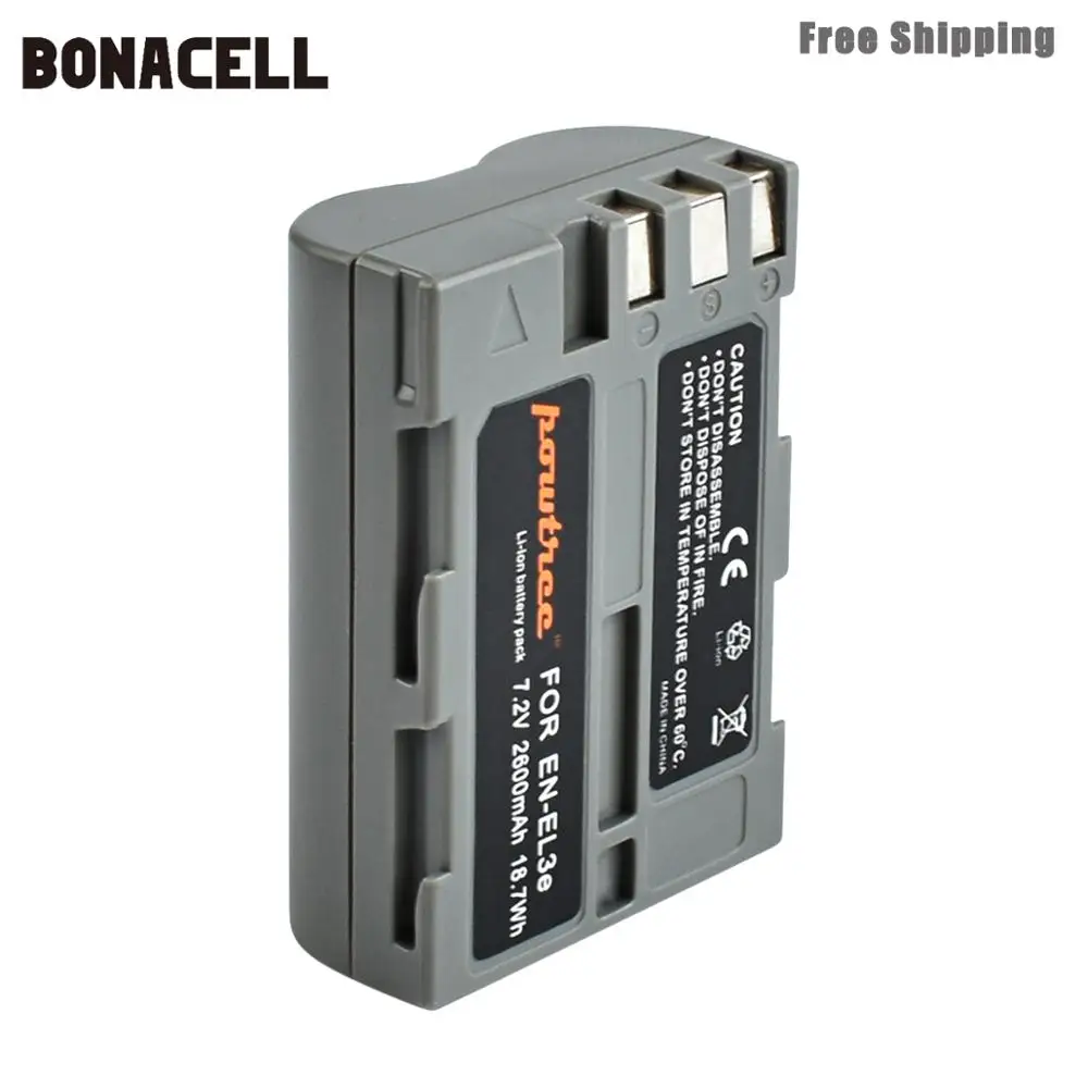 Bonacell 2600 мА/ч, EN-EL3e RU EL3e EL3a ENEL3e Батарея+ Батарея ЖК-дисплей двойной Зарядное устройство для Nikon D300S D300 D100 D200 D700 D70S D80 L50 - Цвет: Синий