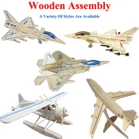 large 3d laser cut burr free wooden puzzle boy military model diy assembled airplane fighter model making toys gift for children