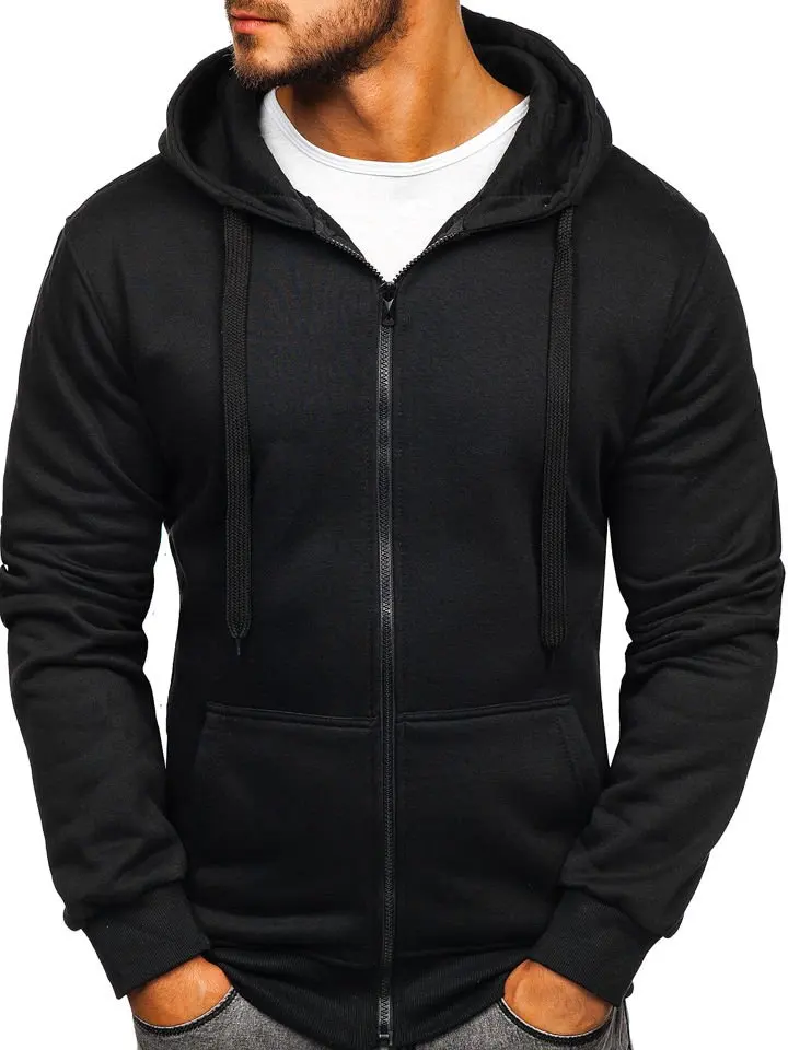 

Hooded Sweatshirt Men Solid Color Cardigan Men's Fashion Hoodie