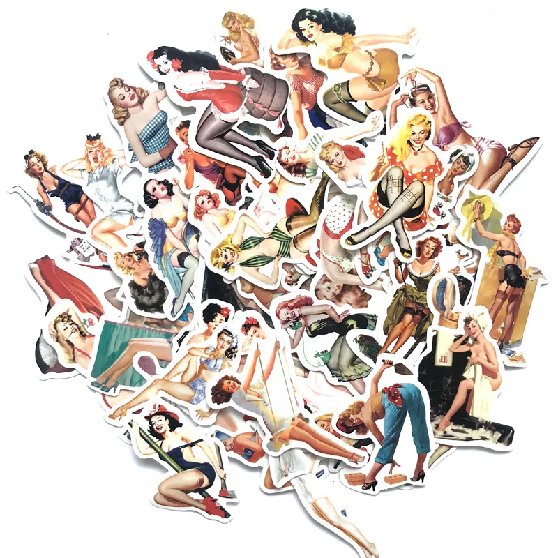 50 шт./лот сексуальные наклейки в стиле ретро для девушек мобильный телефон