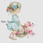 Набор для вышивки крестиком с изображением корзины с цветами, хлопковая нить 14 карат, льняная холщовая вышивка