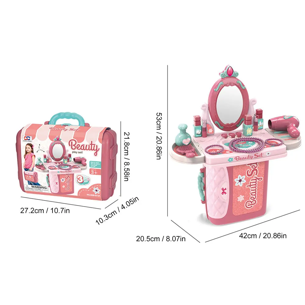 

Princess Girls Make Up fold Box Cosmetics Toys Kitchen Kit Doctor Set Pretend Play House Set Transformable artisan Office table
