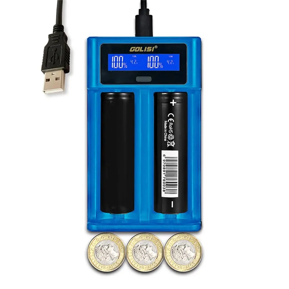 Golisi i2 2.0A умный ЖК аккумулятор зарядное устройство Быстрая зарядка для 18650 21700 Li Ion