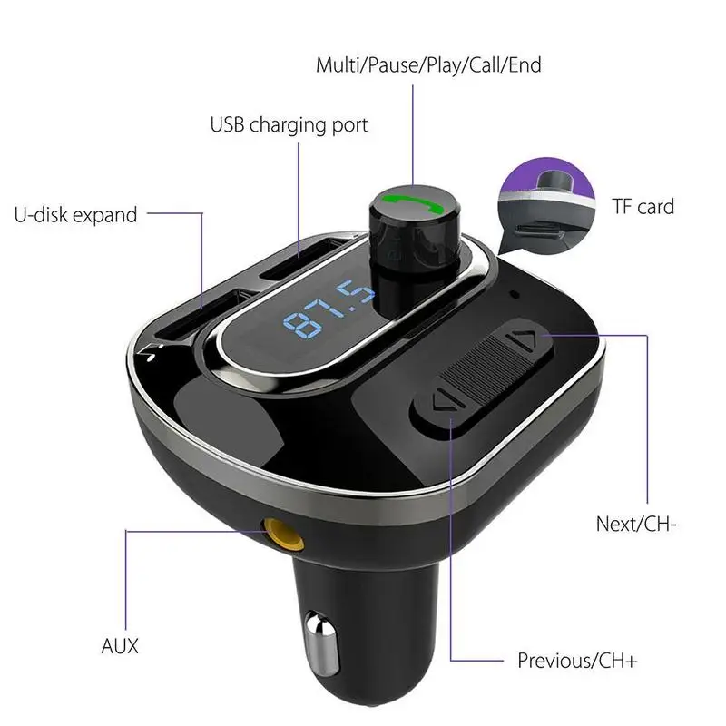 handsfree bluetooth fm transmitter aux fm modulator car kit car audio mp3 player dual usb car charger with 3 1a quick charge free global shipping