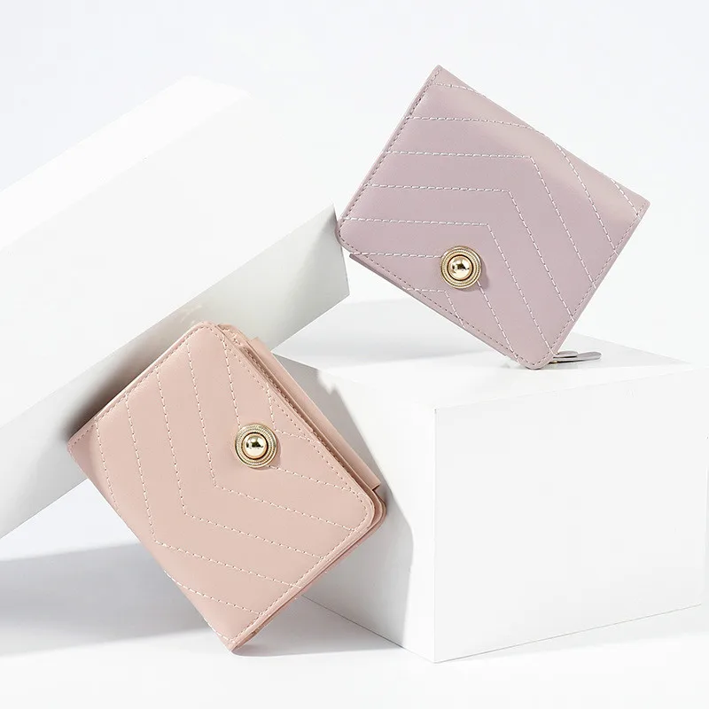 

2020 new short wallet purse Korean student multi-card coin purse fashion three fold ladies wallet