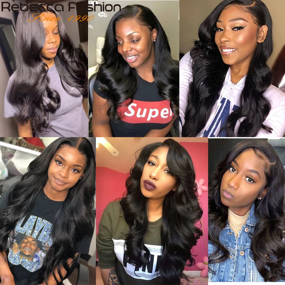 Rebecca бразильские волнистые пряди с фронтальной кружевной застежкой Remy