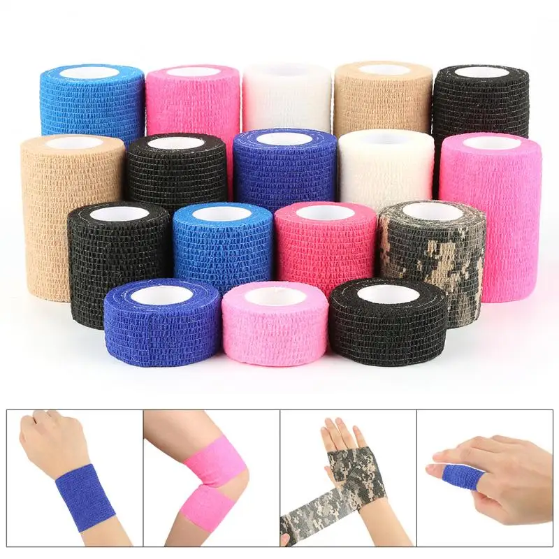 

Outdoor Colorful Non-woven Self Adhesive Elastic Bandage First Aid Health Care Treatment Gauze Tape For Knee Finger Ankle Palm