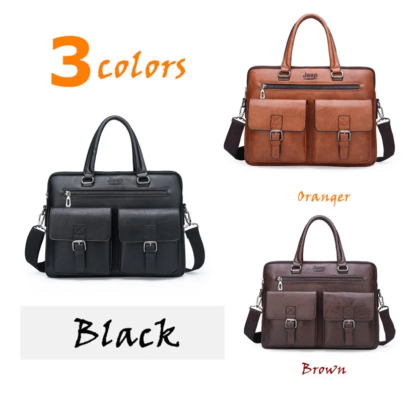 JEEP BULUO Briefcase Bags For Men Business Fashion Office Work Handbags Famous Brand New Design Men's Briefcase 13.5' Laptop Bag