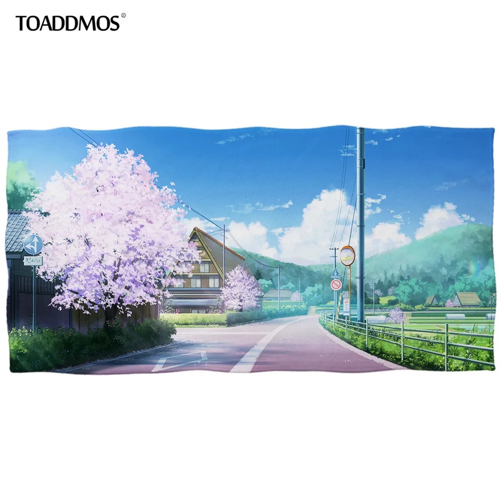 Банное полотенце TOADDMOS с японским аниме принтом сцены мягкое пляжное