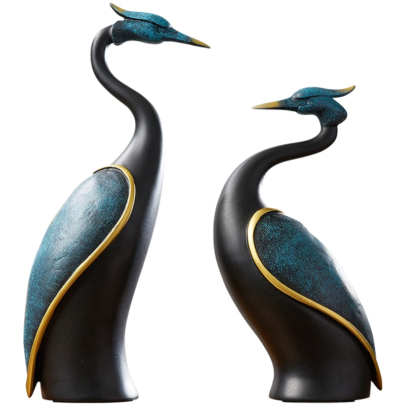 [HHT] Creative Resin Crafts Fairy Crane Desktop Ornaments Living Room Wine TV Cabinet Porch Entrance Home Decoration Accessories | Дом и сад
