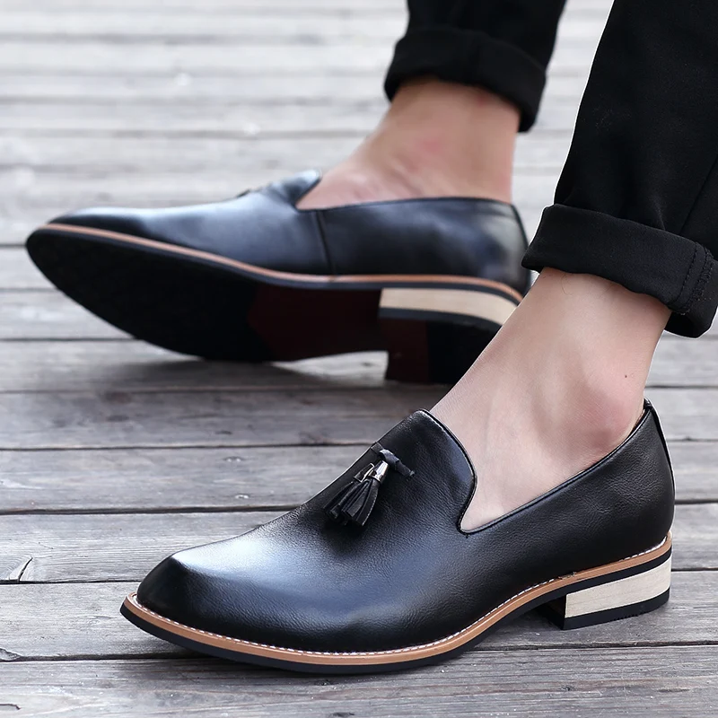 Men Casual Natural Leather Loafers Fashion Tassel Formal Shoes Spring Autumn Evening Dresses Business Comfortable | Обувь