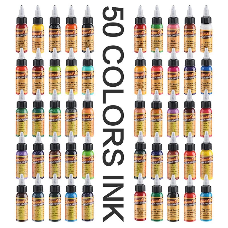 

30ml/Bottle Tattoo Ink Pigment For Body Tattoo Art Beauty Tools Permanent Makeup Ink 50 Color Set Micro Pigment Body Paint Inks