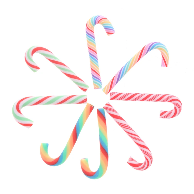 

10Pcs Christmas tree decoration cane pendant new year party decoration children's toy gift cake decoration Phone Shell DIY Craft