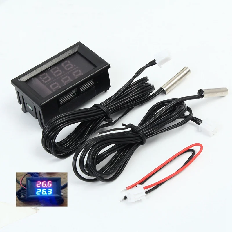 0.56 Inch Red+Blue Dual Display Digital LED Thermometer Temperature Meter Waterproof Metal Probe Sensor Module -20~100 Celsius |