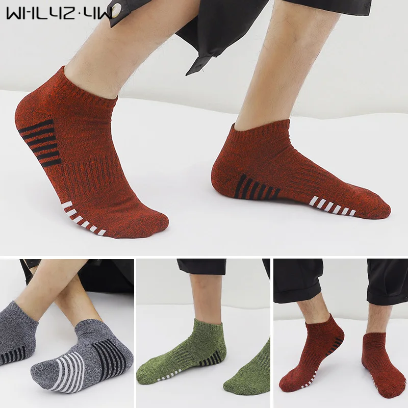 

Colorful Ankle Socks Men Cotton Striped Towel Bottom Breathable Compression Deodorant,Invisible No Show Socks Sokken Hot Sell