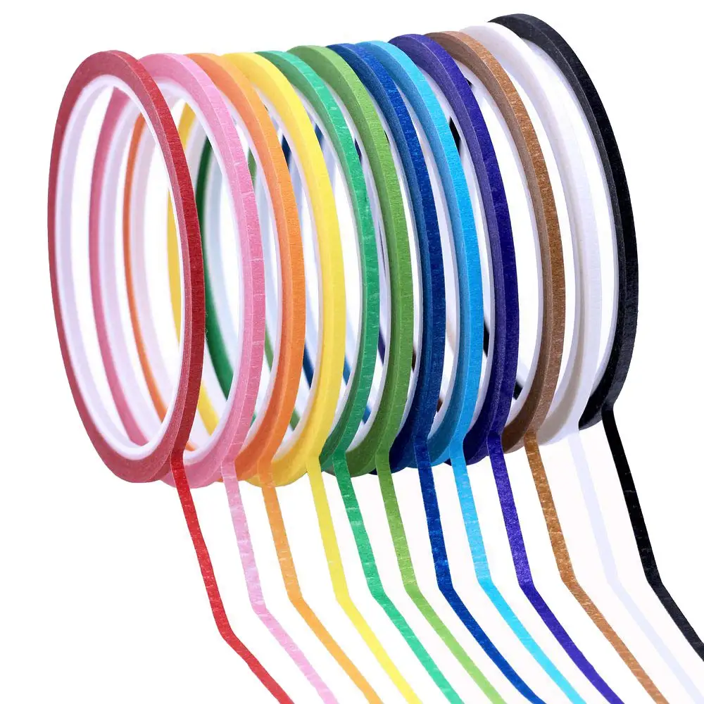 

10PCS Decorative Masking Adhesive Chart Tapes Painters Label Marking Tapes 20m Length For Kids Craft Artist School Office Supply