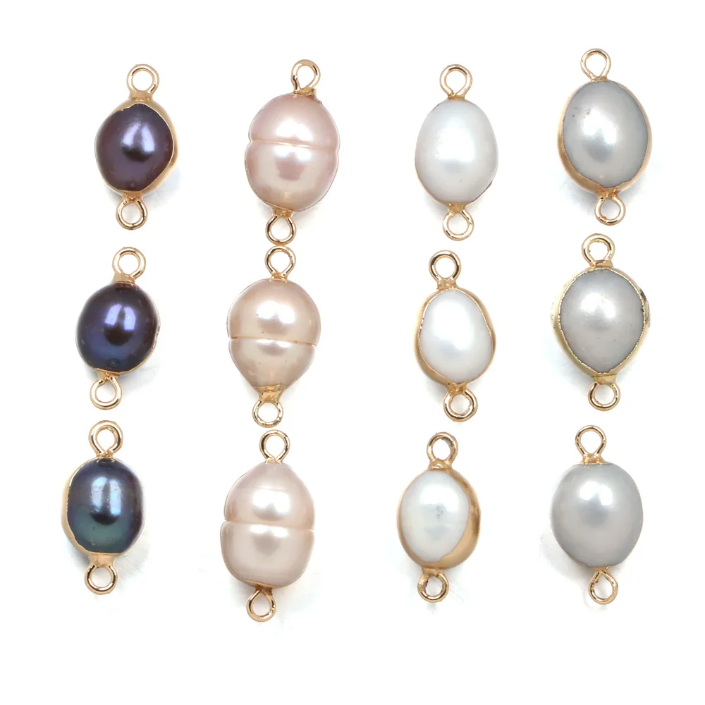 

5pcs/lot New Spherical Gold Freshwater Pearl Pendant Multi-style Simple DIY Jewelry Gift Size 8x16-10x18mm