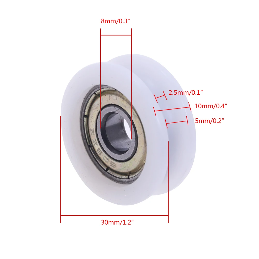5 шт. Новый U-образный шарикоподшипник нейлоновый пластиковый встроенный 608