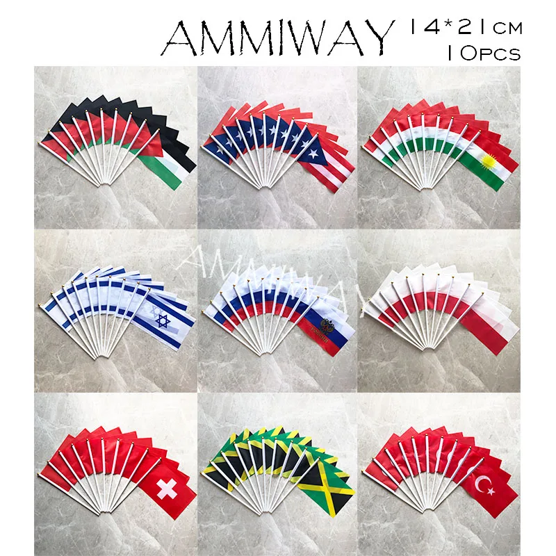 AMMIWAY 14x21 см 10 шт. украинский японский F1 гоночный кариертен Литва ручной флаг