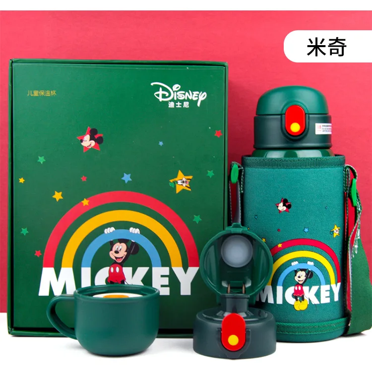 

Disney children's vacuum flask stainless steel three-lid student portable water cup with straw water bottle
