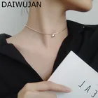 DAIWUJAN Настоящее серебро 925 пробы блестящая круглая подвеска Чокер Ожерелье для модных женщин бисер и змея цепь счастливые ювелирные изделия