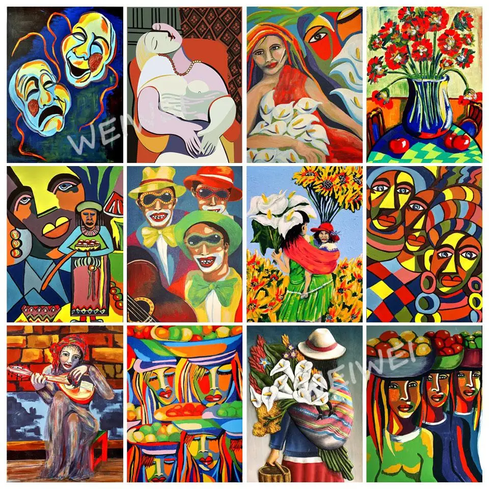 

5D Diy Diamond Painting Abstract Art Portrait Flower Painting Embroidery Cross Stitch Set Mosaic Picture Home Decoration Gift