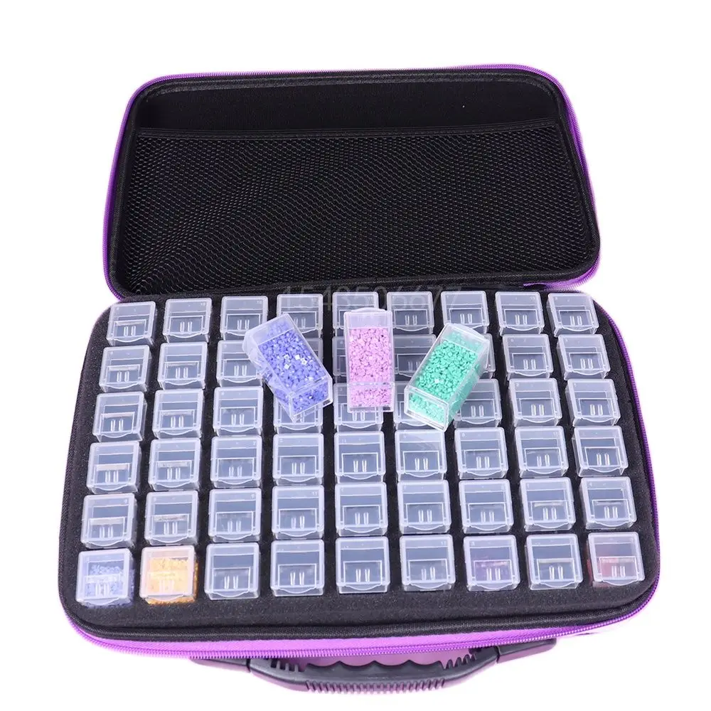 

2021 NEW 54 Bottles Diamond Painting Tools Holder Hand Bag Diamond Painting Accessories Stone Mosaic Container Storage Box