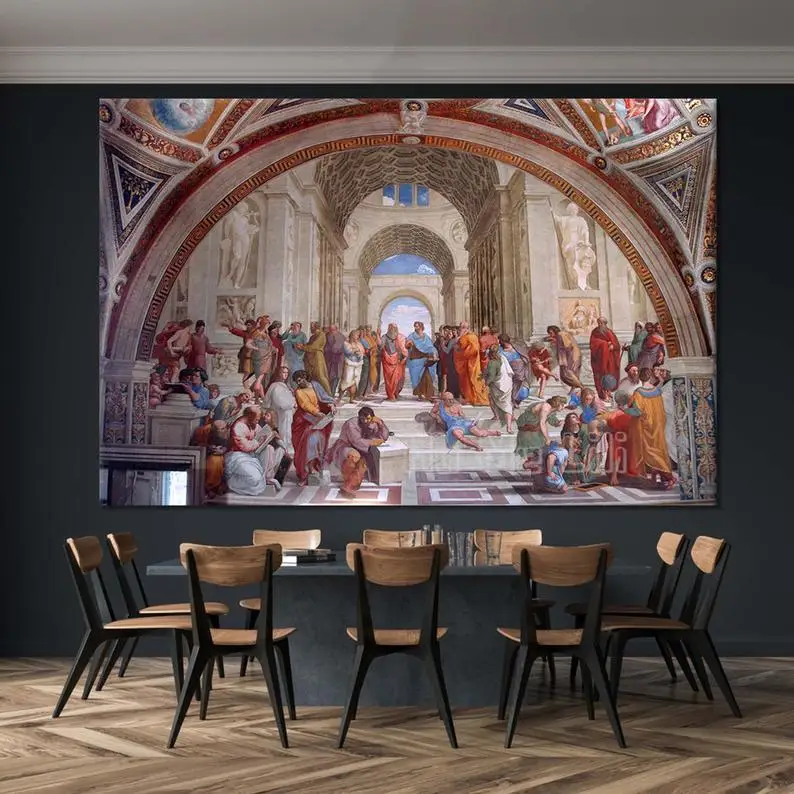 

Athenian School Christianity, Plato, Aristotle, Socrates, Famous Art, Oil Painting, Canvas Prints, Interior Art Decoration