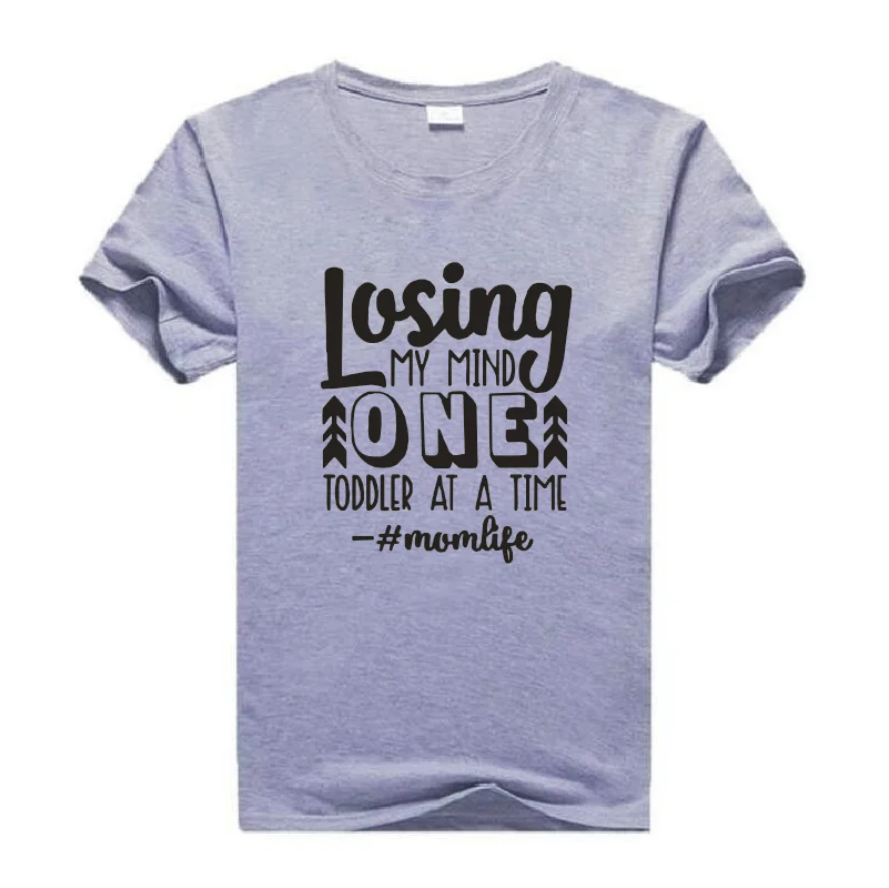 

Losing My Mind Letters Print T-shirt Women's Casual Harajuku Plus Size Tees Summer Outdoor 0-neck Cotton T-shirts Camiseta Mujer