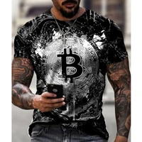 men short sleeve loose t shirt bitcoin 3d print slim round neck pullover plus size casual streetwear fashion t shirt for mens