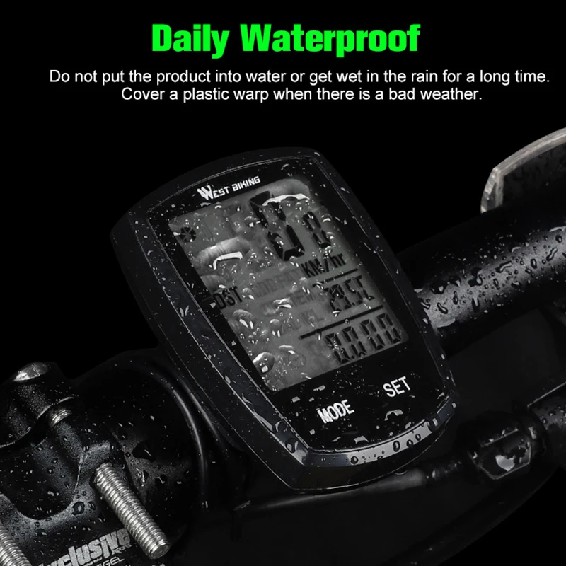 Водонепроницаемый велосипедный компьютер проводной светодиодный цифровой