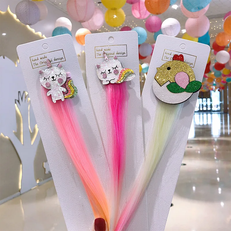 Pinzas para el pelo para ni&ntilde;os, pasadores con dibujos de animales, unicornio, accesorios para el cabello, horquilla para ni&ntilde;as, tocado trenzado de giro falso-3