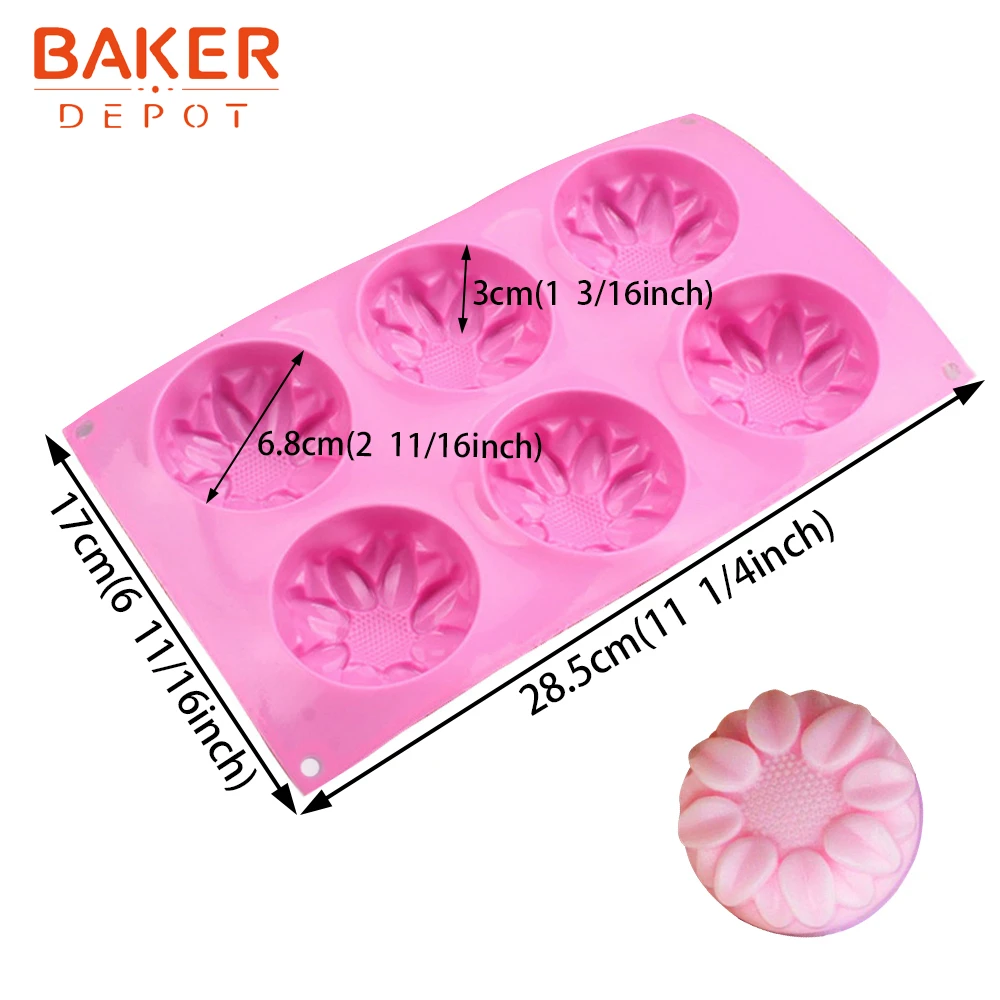6 решеток Подсолнух ручная работа формы для мыла силиконовая форма торта желе