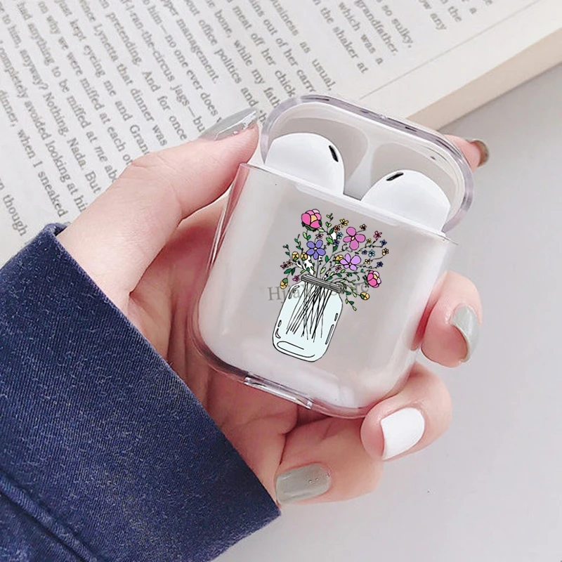 

Стеклянная банка с завинчивающейся крышкой с цветами чехол для Apple Airpods 1/2 защитные наушники чехол для зарядки Airpods чехол