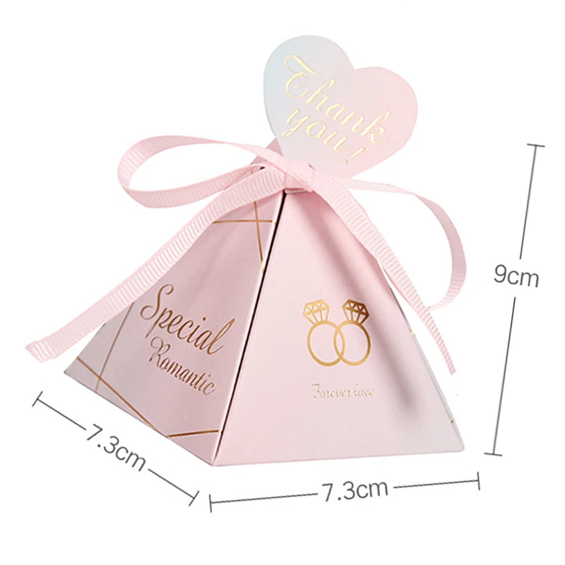 Коробка для конфет треугольная пирамида и свадебные сувениры подарочные коробки