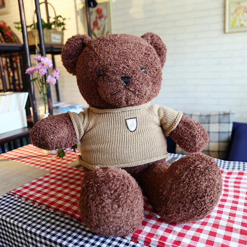 

New Cute Curly Teddy Bear Sleeping Pillow Plush Toy Fashion Creative Cartoon Doll Comfort Doll Children Holiday Birthday Gift