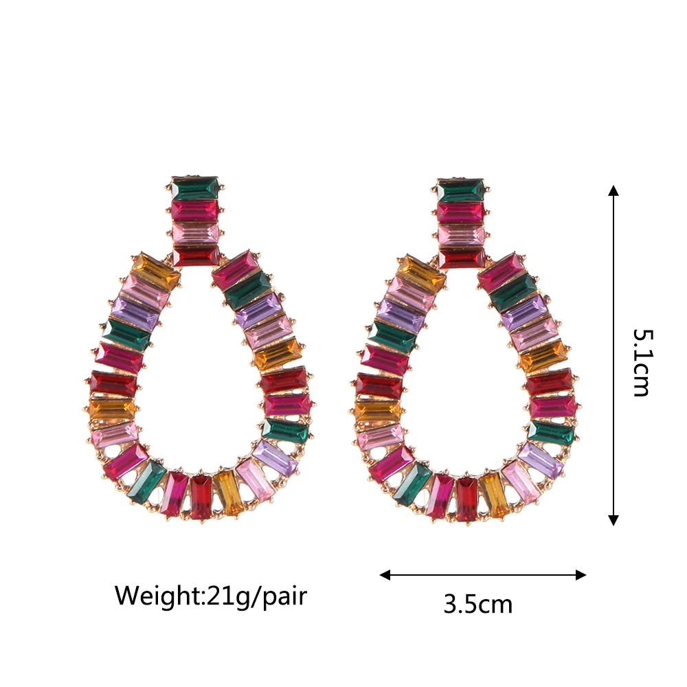 

Ztech Oval New Fashion Holiday Jewelry Pendientes Mujer Moda Big Stud Crystal Earrings For Women Girls Party Accessories