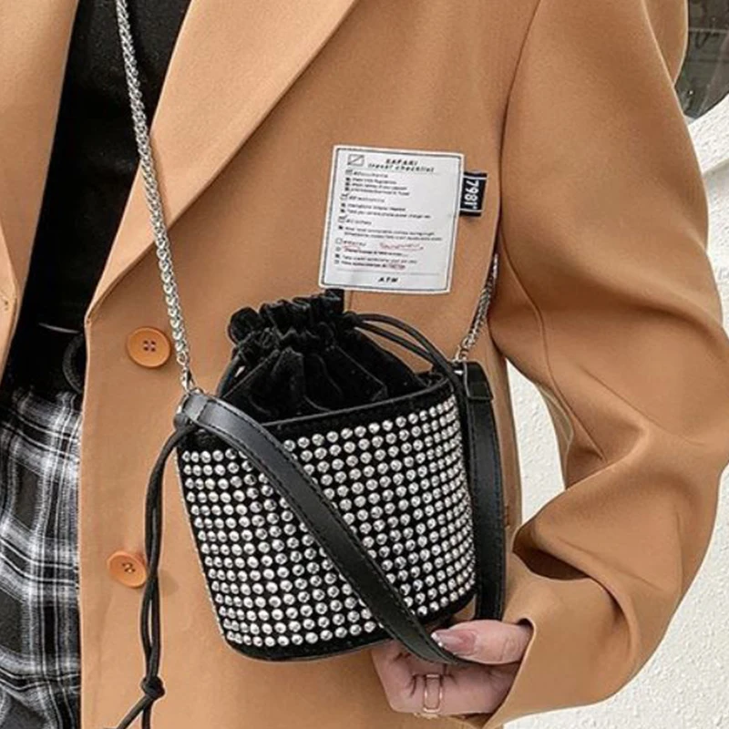

Coolcept 2021 New Women Fashion Bucket Diamond Pu Leather Summer Women Shoulder Bag Fashon Designer Female Phone Handbag