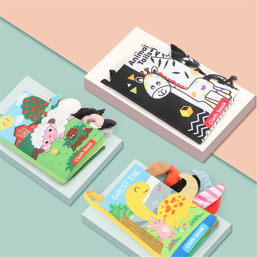 Infant Baby Book Educational Toys 3D Animal Tail Cloth Soft Books for Newborns Montessori | Игрушки и хобби