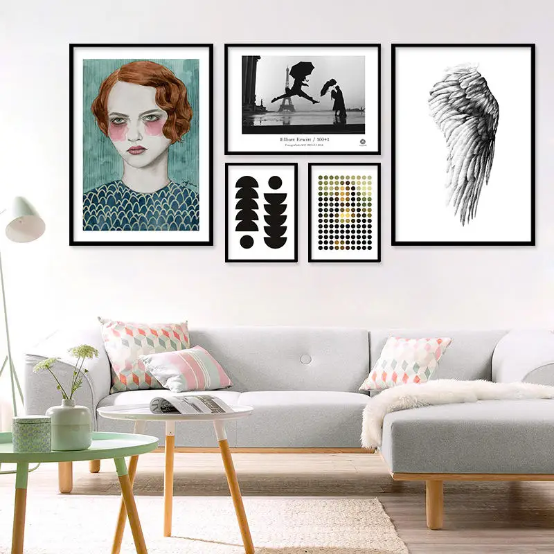 

Romantic City Couple Paris Eiffel Tower Landscape Abstract Canvas Painting on Canvas Poster Print Wall Picture for Living Room